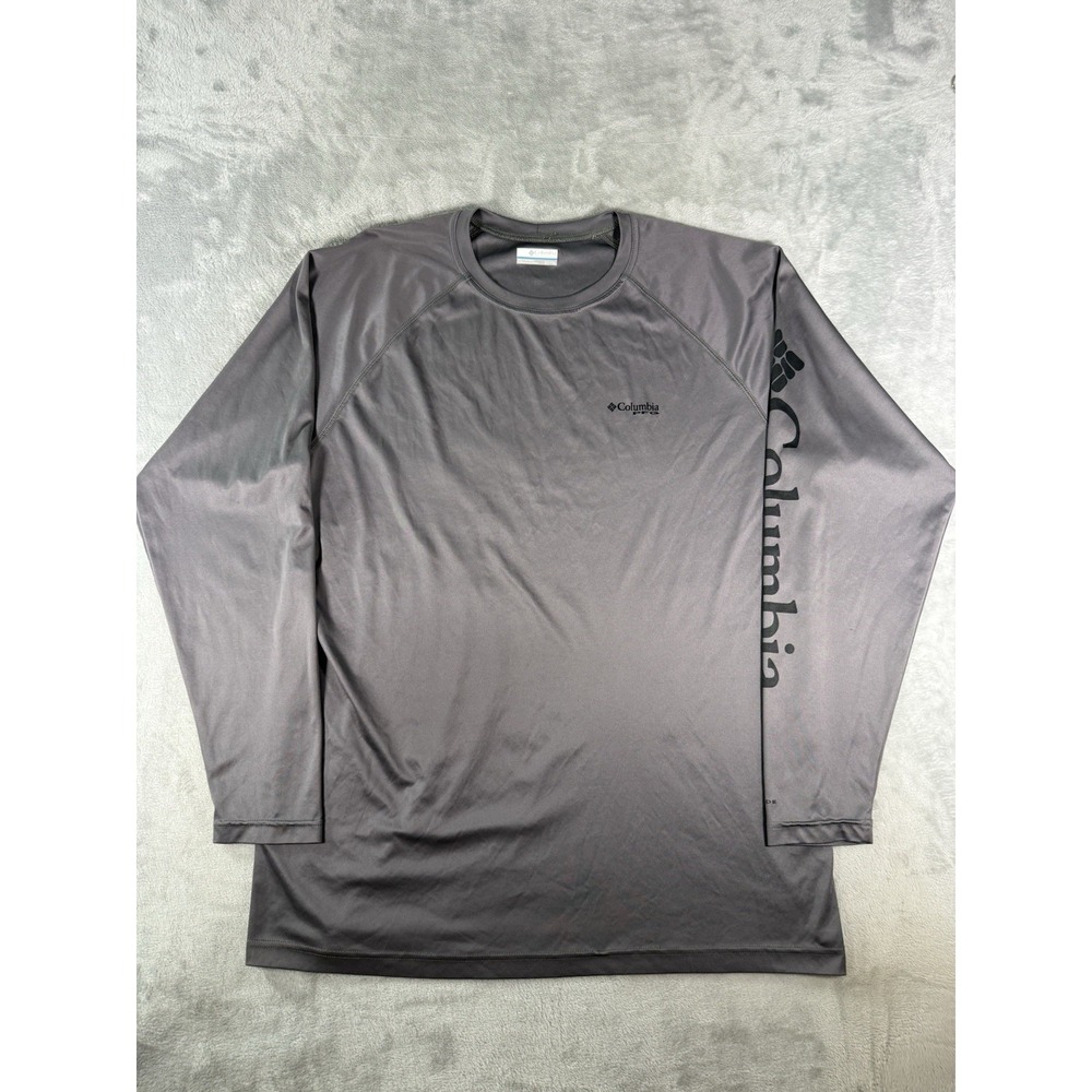 Columbia PFG Terminal Tackle Shirt Mens XLT Grey Long Sleeve Fishing Performance
